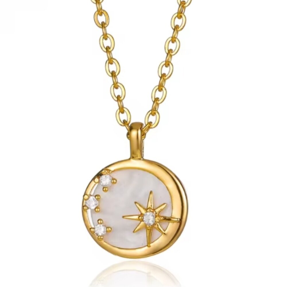 Celestial Necklace, Women's Gold Necklace, Stainless Steel Jewelry, Gift Idea